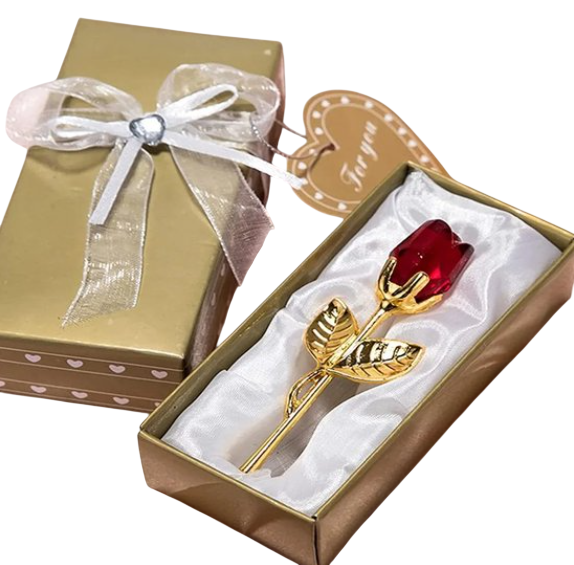 Mini fleur en cristal Rose en verre – Cadeau décoratif élégant