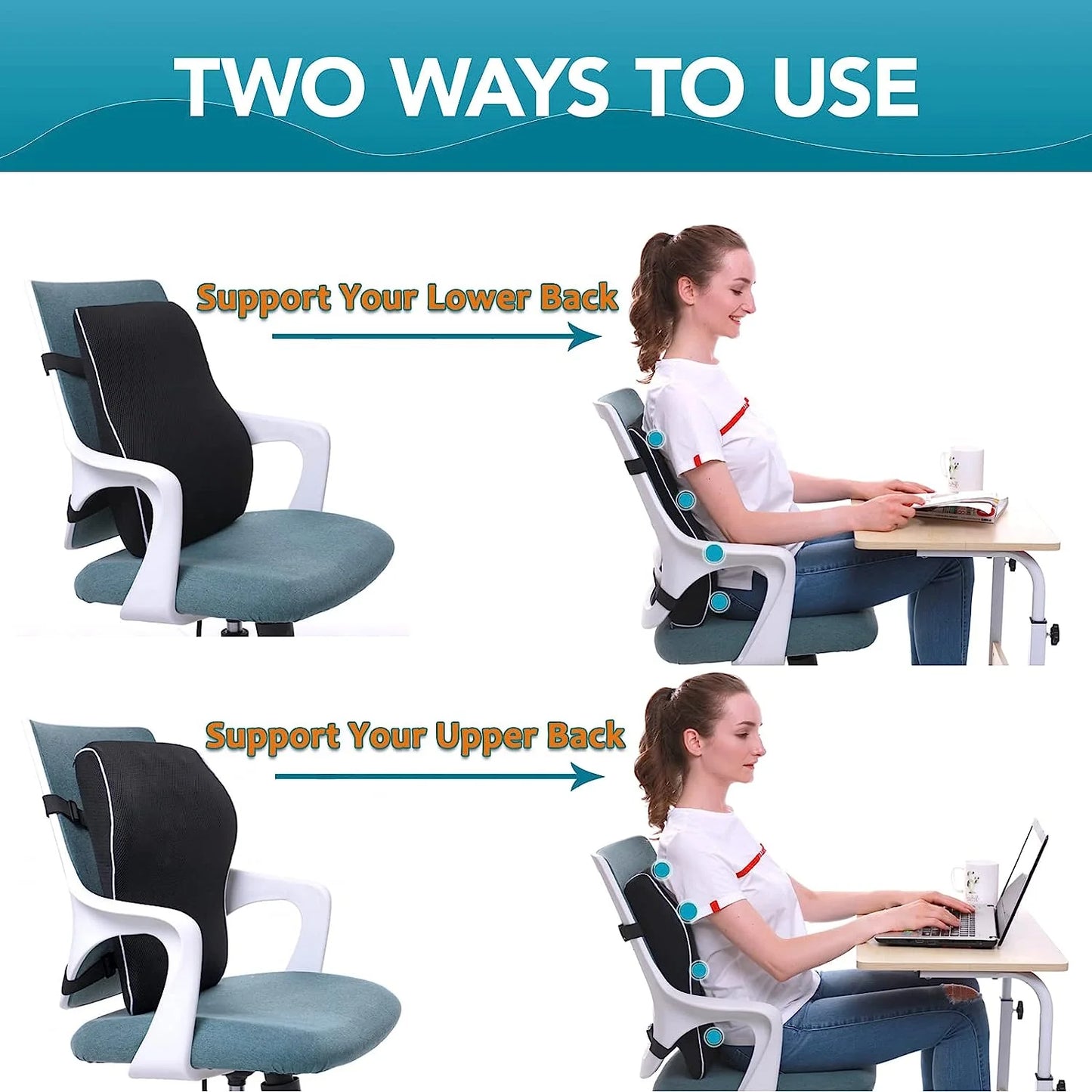 Memory Foam Lumbar Support Cushion – Ergonomic Back Support Relief