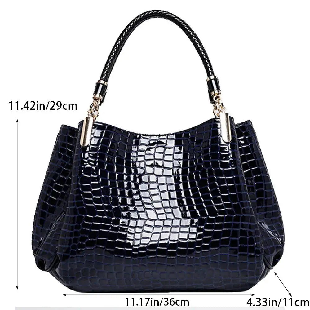 Large Capacity Tote Bag – Crocodile Print Shoulder Bag