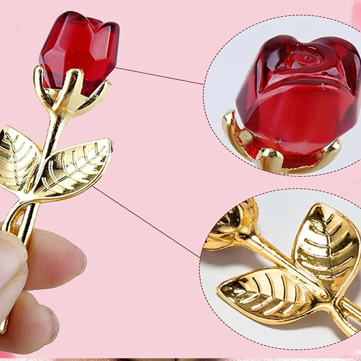 Mini fleur en cristal Rose en verre – Cadeau décoratif élégant
