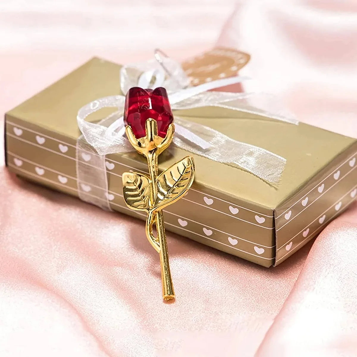 Mini fleur en cristal Rose en verre – Cadeau décoratif élégant