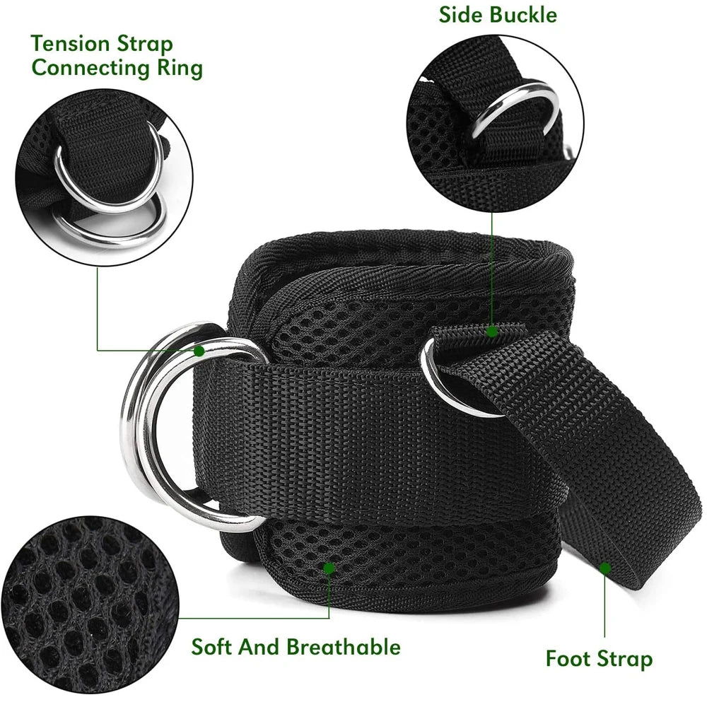 D-Ring Ankle Strap – Adjustable Gym & Cable Attachment