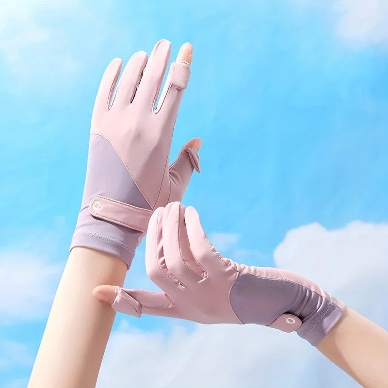 Women’s UV-Protective Ice Silk Gloves – Lightweight Summer