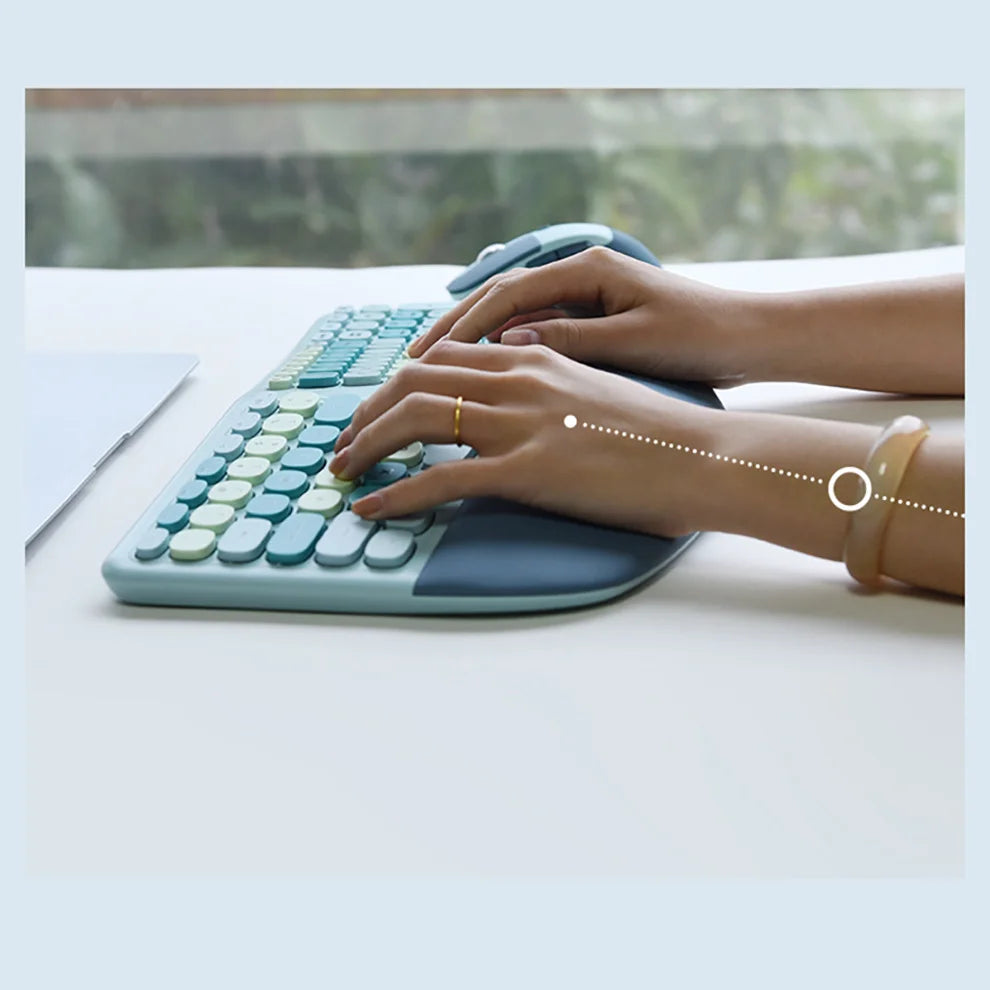 2.4G Wireless Ergonomic Keyboard – Split Arched Wrist Palm Rest