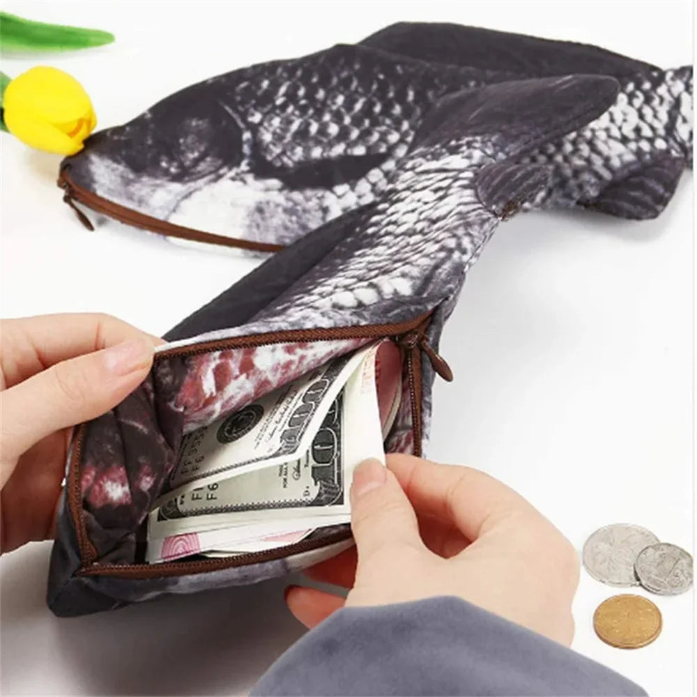 Realistic Carp Pencil Case – Fish-Shaped Makeup & School Bag