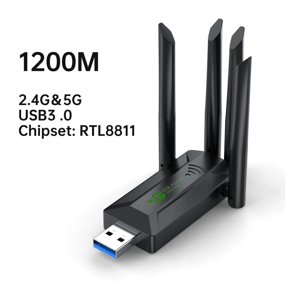 Dual Band USB WiFi Adapter 1200Mbps – 4 Antennas
