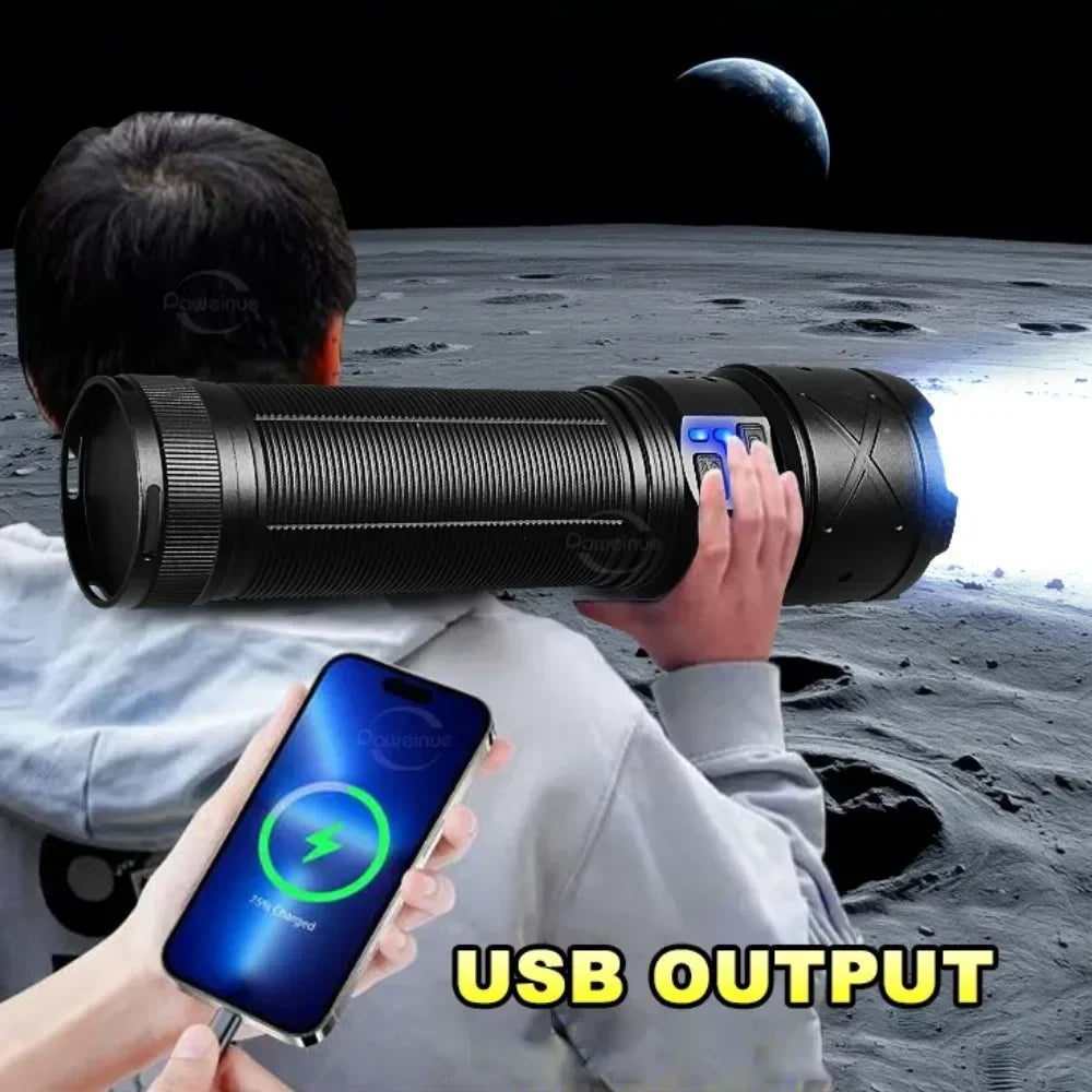 LED Flashlight – 3000m Tactical Zoomable Rechargeable Torch