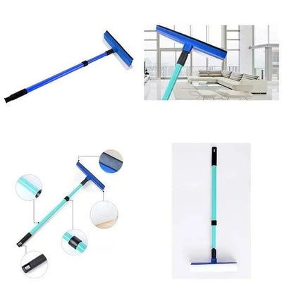 2-in-1 Telescopic Window Cleaner – Squeegee & Sponge Brush