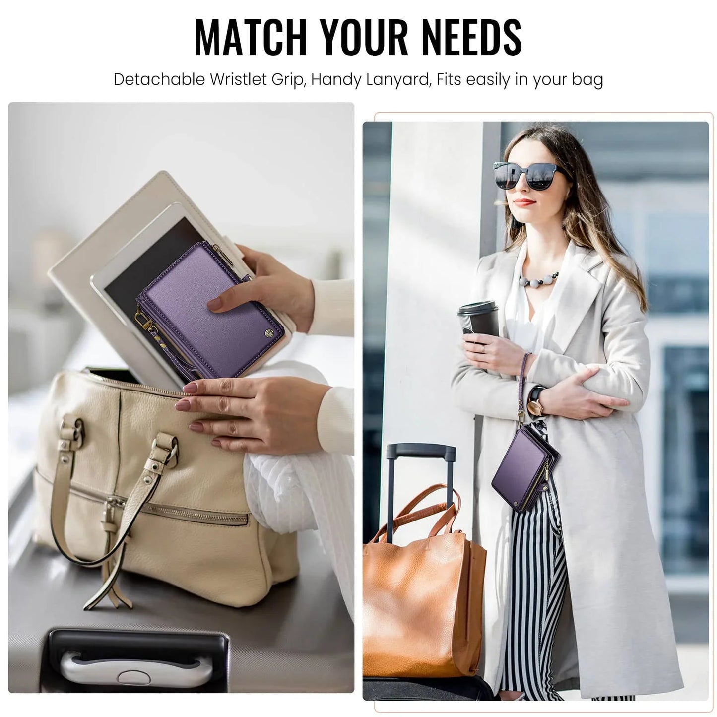 Travel Wallet with Zipper & Wrist Strap – Passport Holder