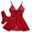 Ensemble de Lingerie en Dentelle Rouge Transparent pour Femmes – Chemise de Nuit Sexy