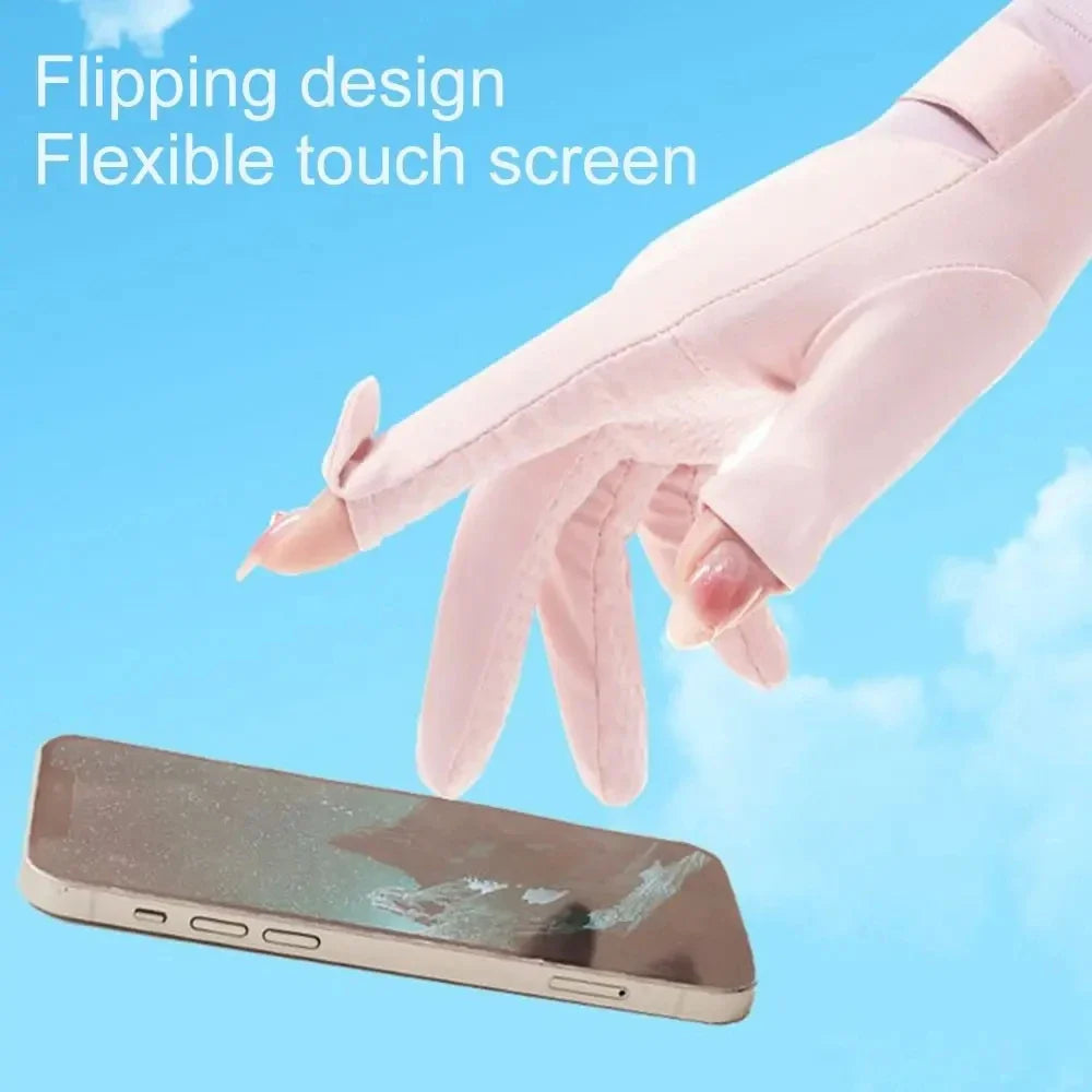 Women’s UV-Protective Ice Silk Gloves – Lightweight Summer