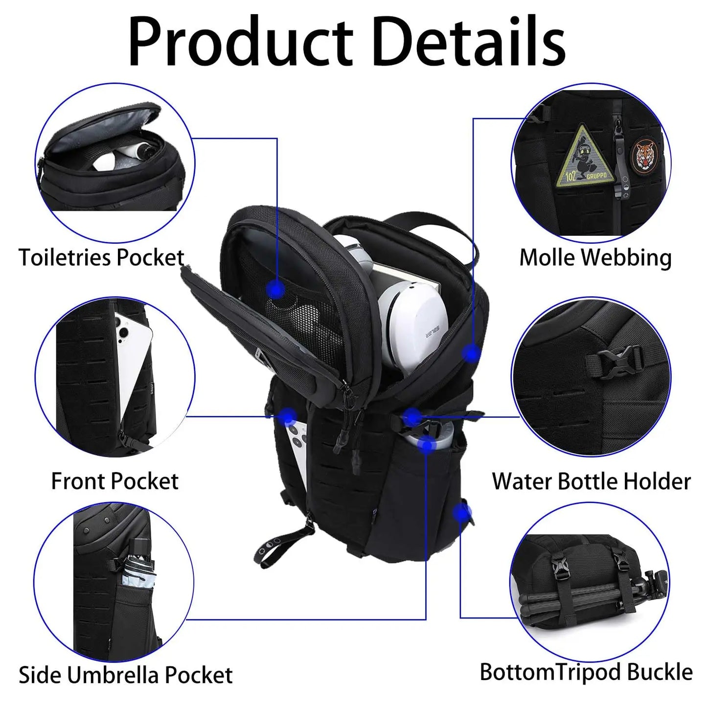 Sac bandoulière antivol pour homme, imperméable