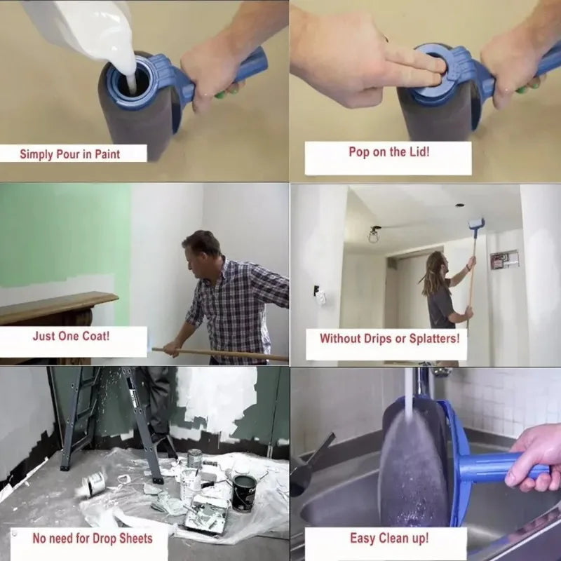 Refillable Paint Roller Set – Drip-Free Wall Painting Tool