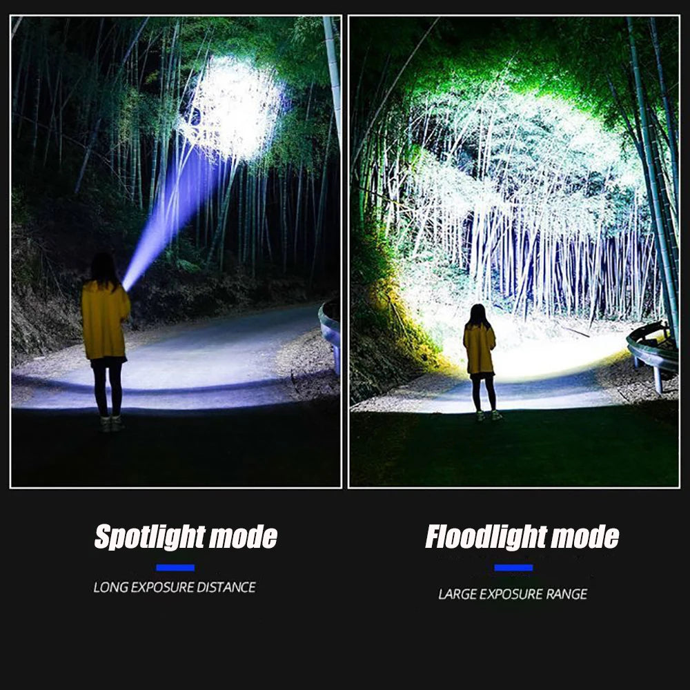 Ultra-Powerful LED Flashlight – 800W, 15000mAh Rechargeable Spotlight