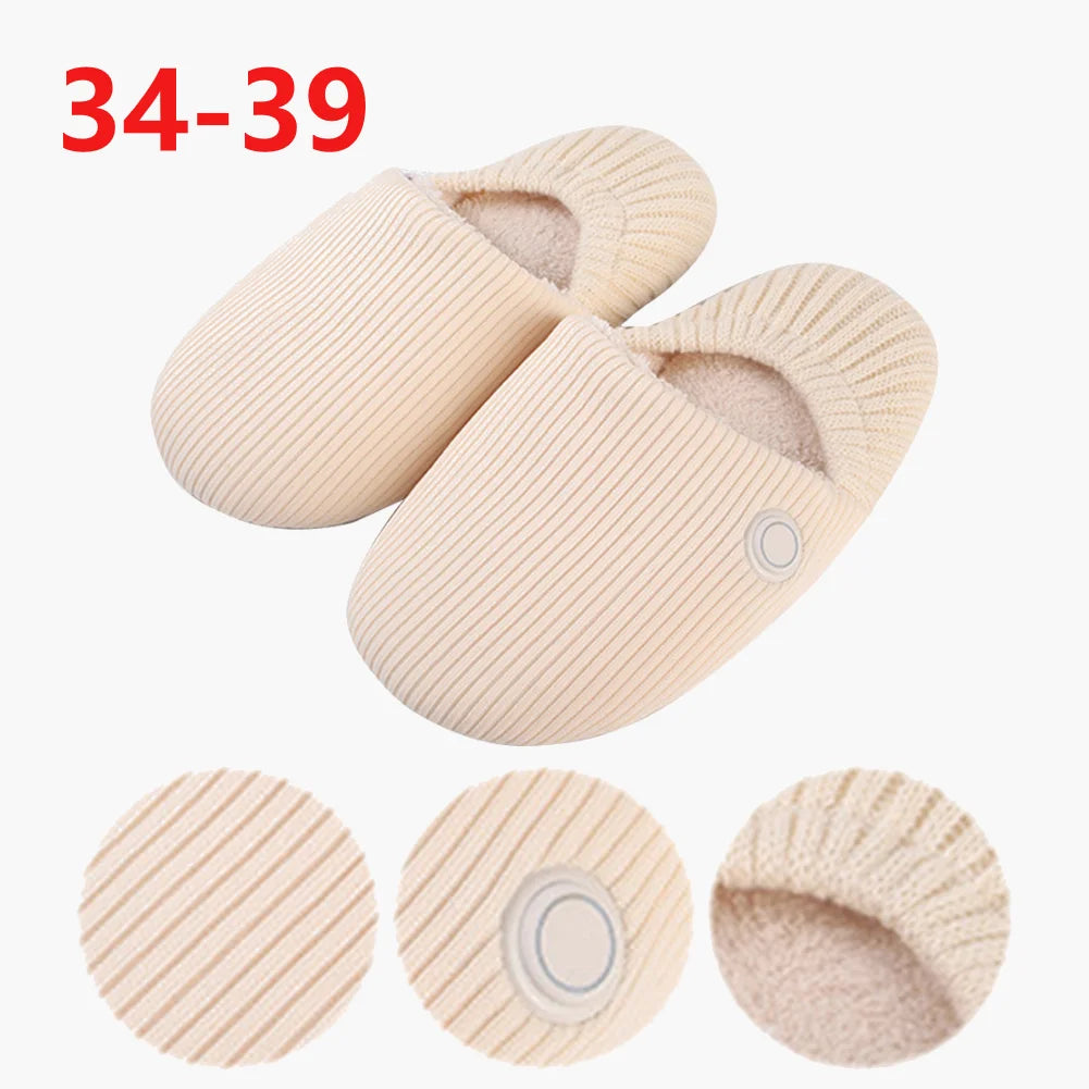 USB Electric Heated Slippers – Plush Warm Foot Warmer for Winter