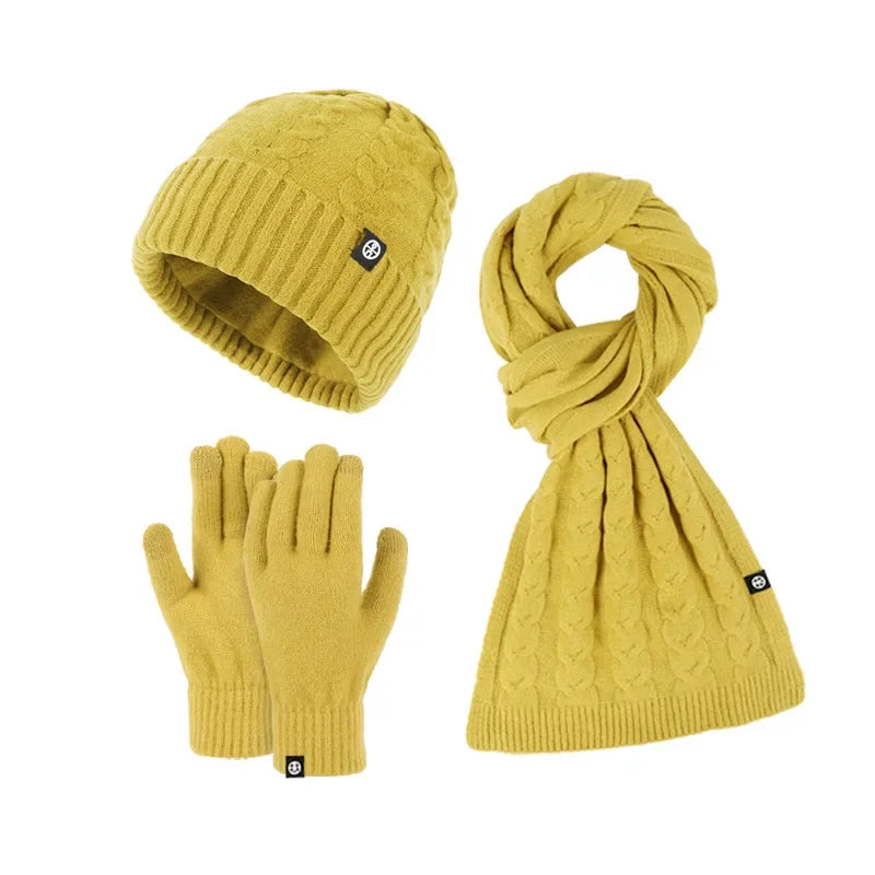 Warm 3-Piece Winter Set – Knitted Hat, Scarf & Gloves