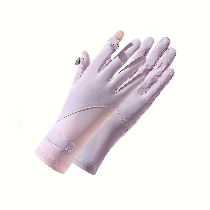 Women’s UV-Protective Ice Silk Gloves – Lightweight Summer