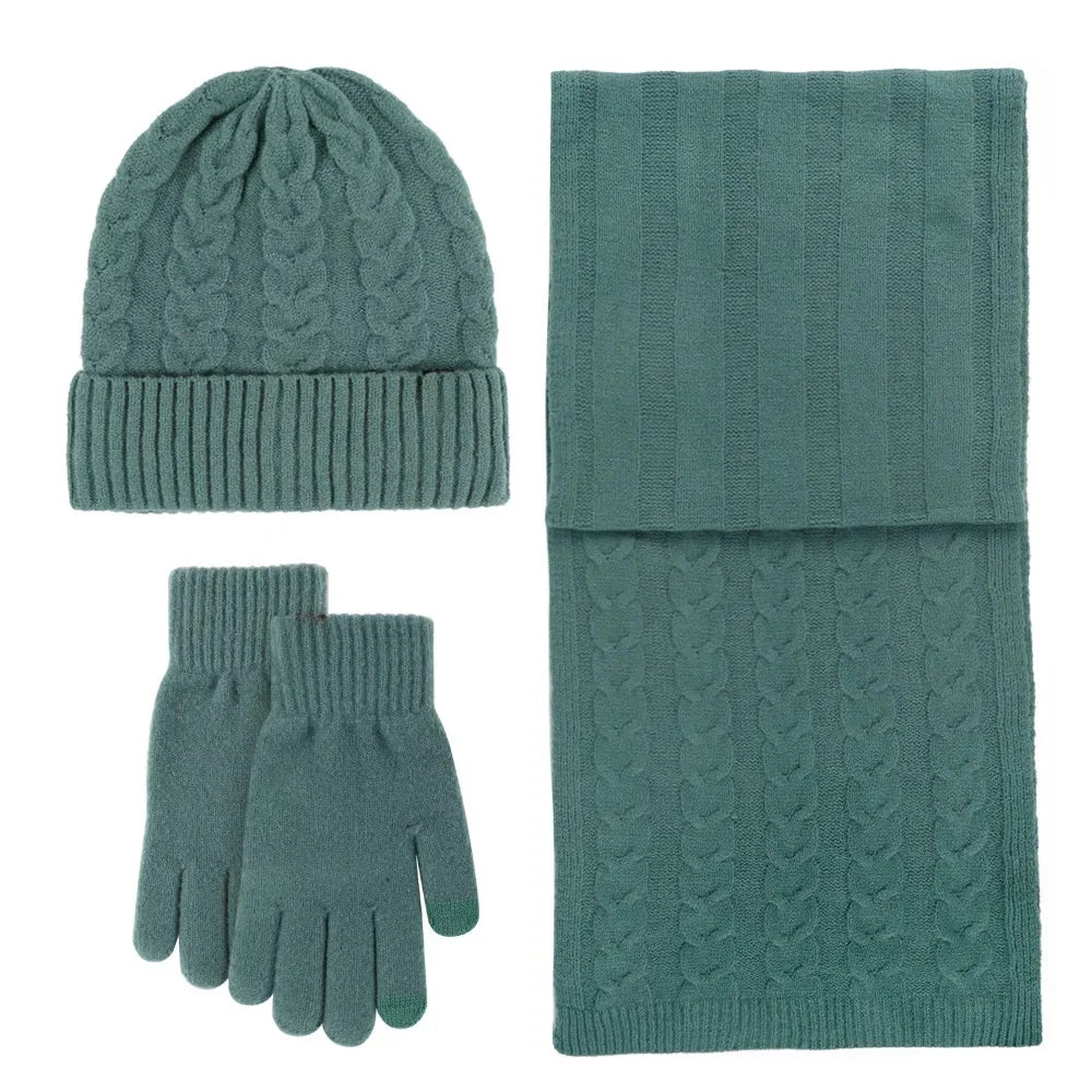 Warm 3-Piece Winter Set – Knitted Hat, Scarf & Gloves