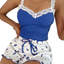 Ensemble pyjama 2 pièces en dentelle bleue pour femme – Débardeur et short