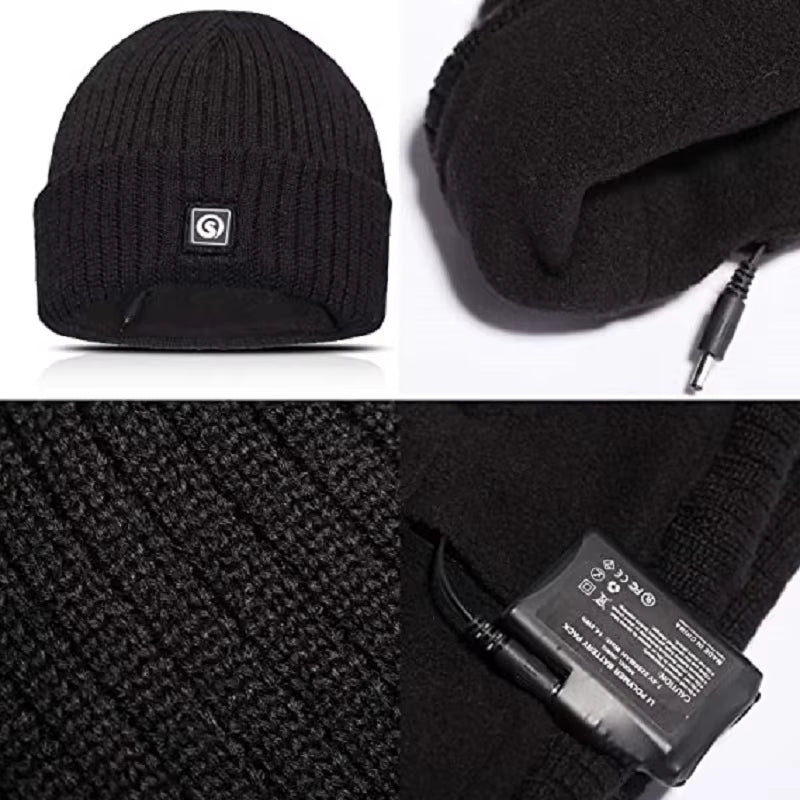 Electric Heated Beanie Hat – Warm Fleece Cap