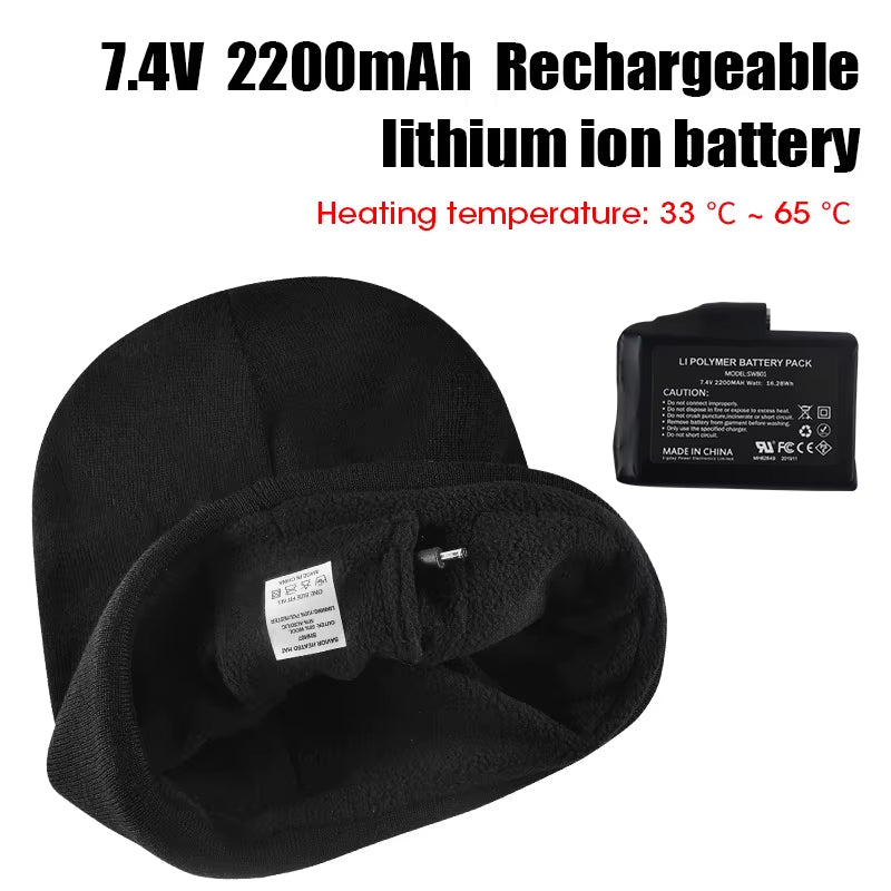 Electric Heated Beanie Hat – Warm Fleece Cap