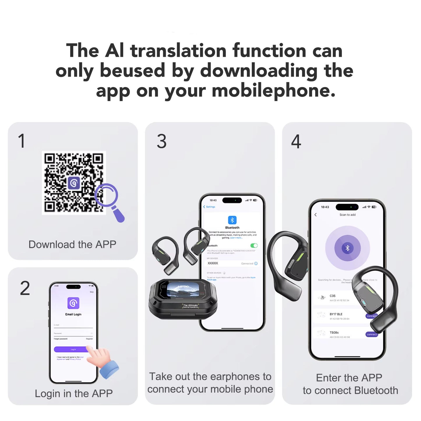 XP6 Wireless Translator Earphones – Ai Headset with DIY Equalizer