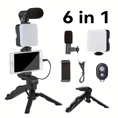 Smartphone Vlogging Kit – Tripod, Mic & LED Light Vlogs Recording