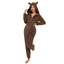Cozy Brown Fleece Hooded Jumpsuit Pajamas Nylon