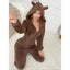 Cozy Brown Fleece Hooded Jumpsuit Pajamas Nylon
