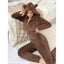Cozy Brown Fleece Hooded Jumpsuit Pajamas Nylon
