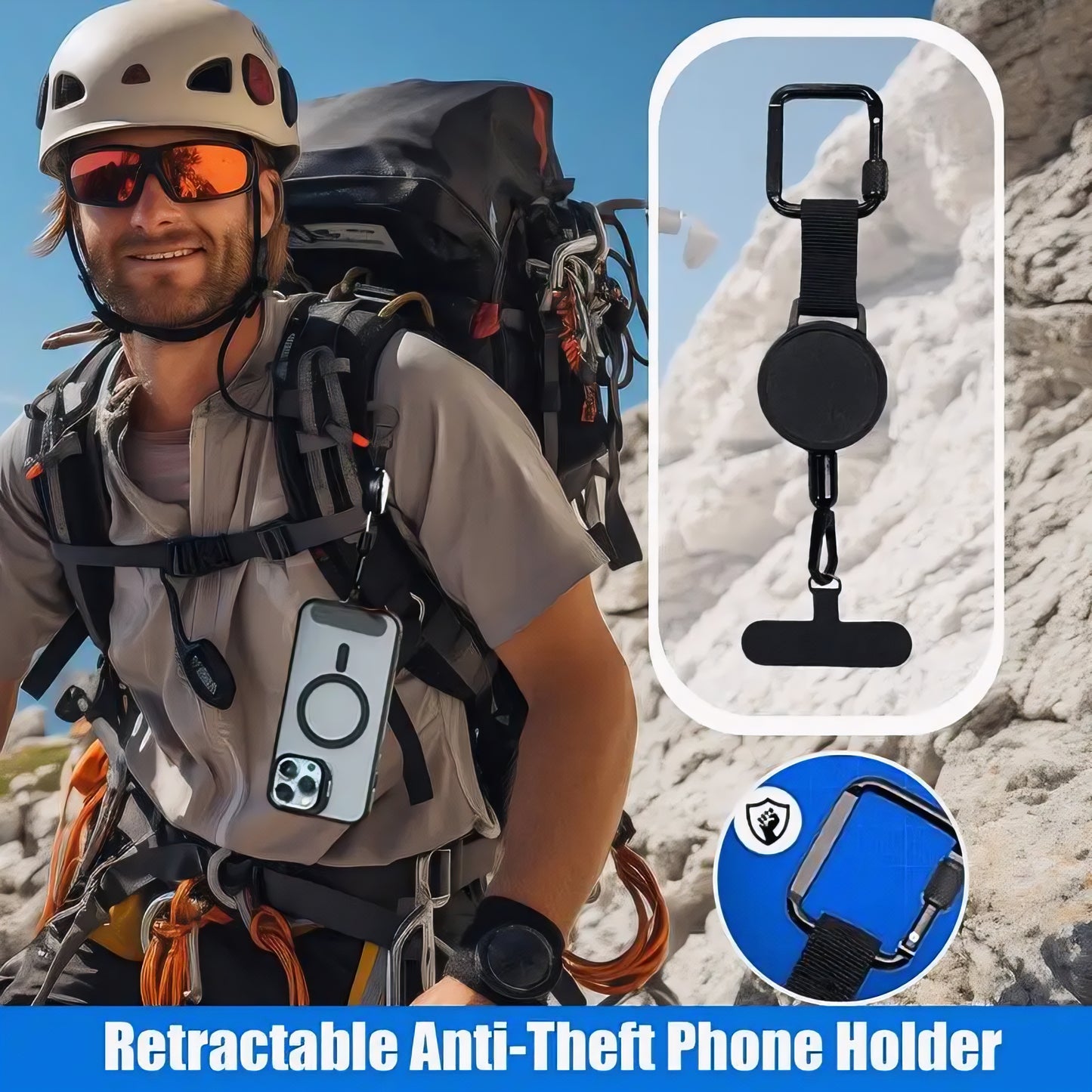 Retractable Anti-Theft Phone Holder – Secure Outdoor Lanyard
