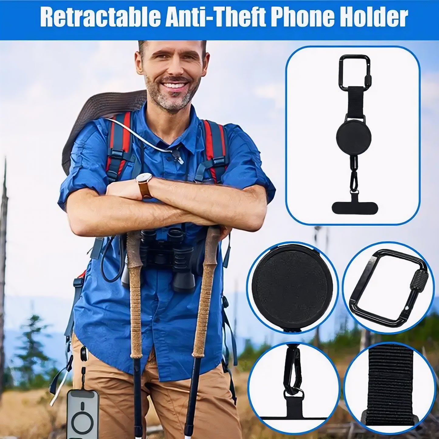 Retractable Anti-Theft Phone Holder – Secure Outdoor Lanyard