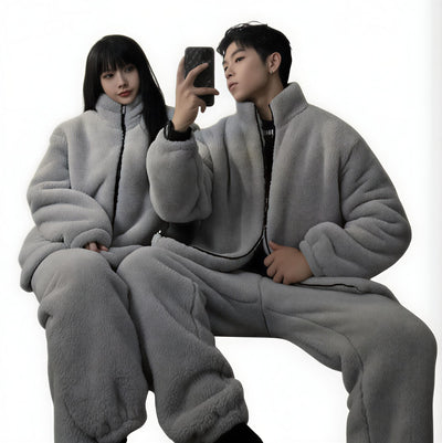 Couple Pajamas – Warm Coral Fleece Velvet Long Suit
