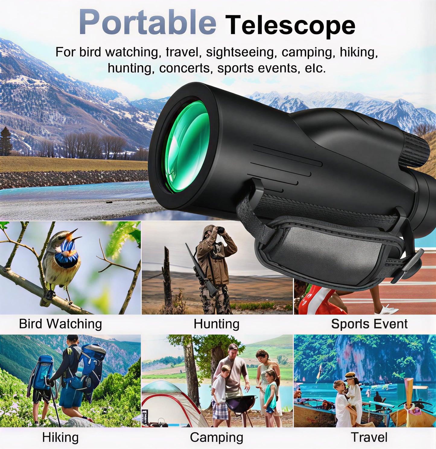 HD 12x50 Monocular Telescope – Handheld Portable