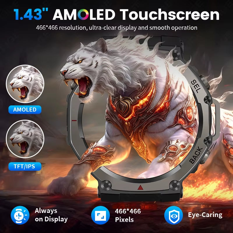 GPS Smartwatch AMOLED, 5ATM Waterdicht Tracking