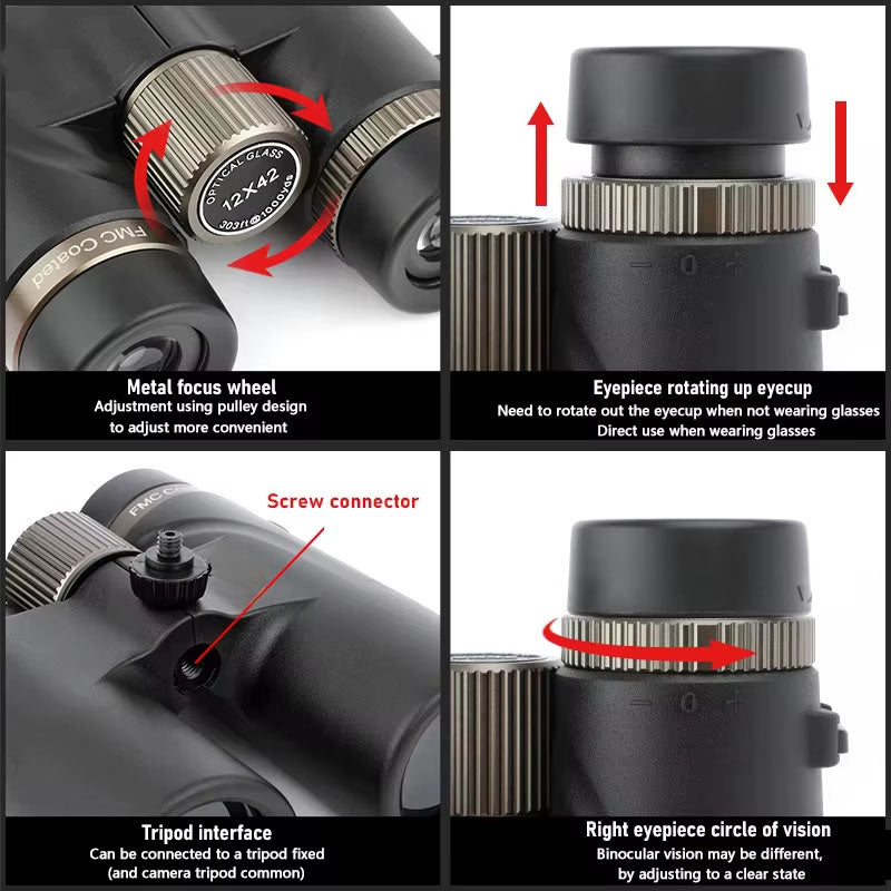 12x42 Binoculars – BAK4 HD Prism for Outdoor Adventures